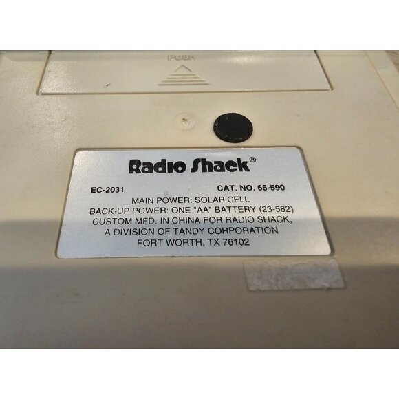 Radio Shack Dual Power Calculator EC-2031 Solar AA Battery Beige Black Vintage - Picture 6 of 8